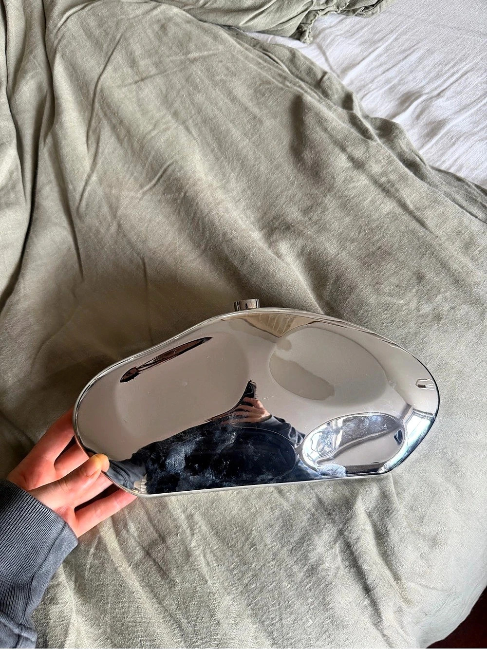 Zara Metallic Silver & Black Clutch